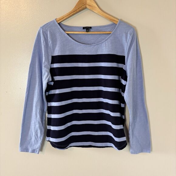 Talbots Blue Striped Long Sleeve Top Lightweight Shirt Sz XL - Picture 1 of 6